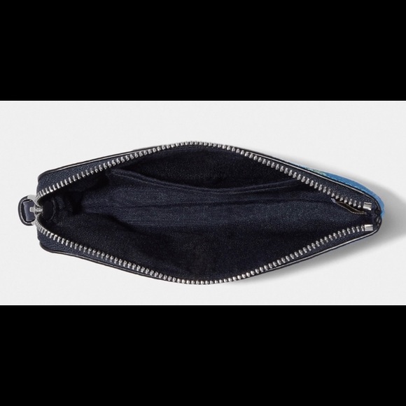 Coach Blue Corner Zip Wristlet With Floral Bow Print Brand New With Tag - Picture 5 of 10